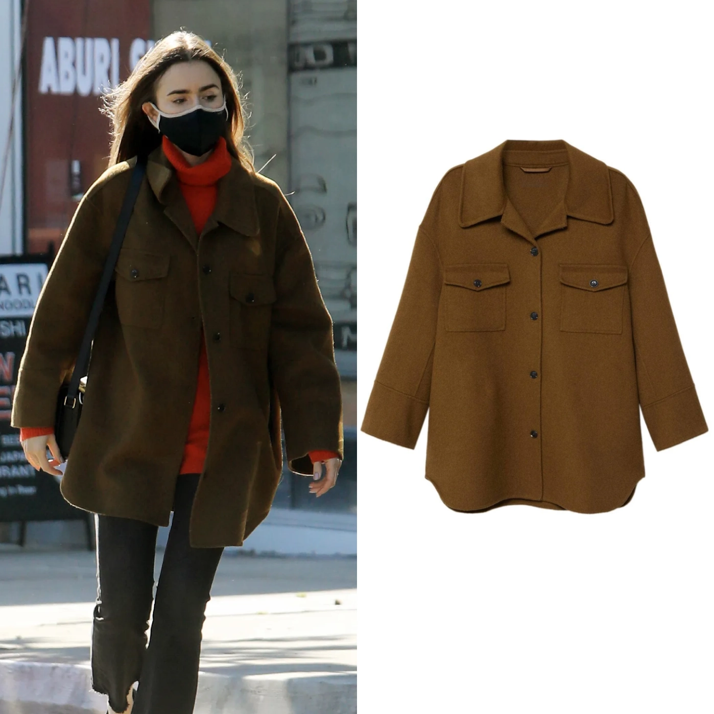 Emily in Paris Lily Collins Season 02 Brown Wool Jacket