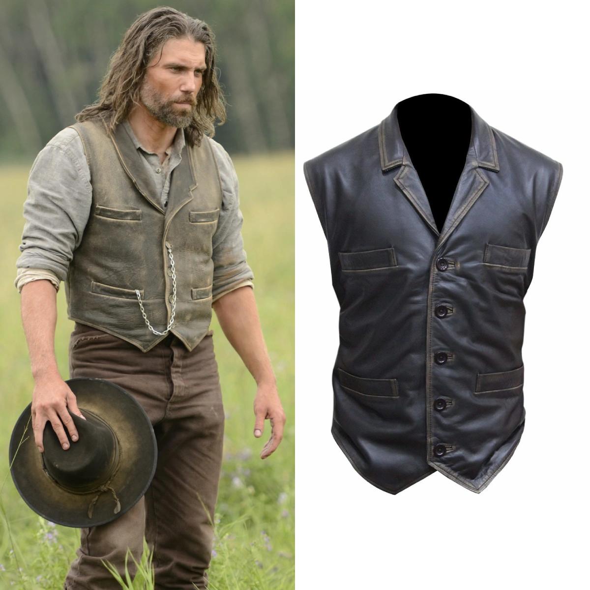 Hell On Wheels Cullen Bohannon Distressed Brown Leather Vest
