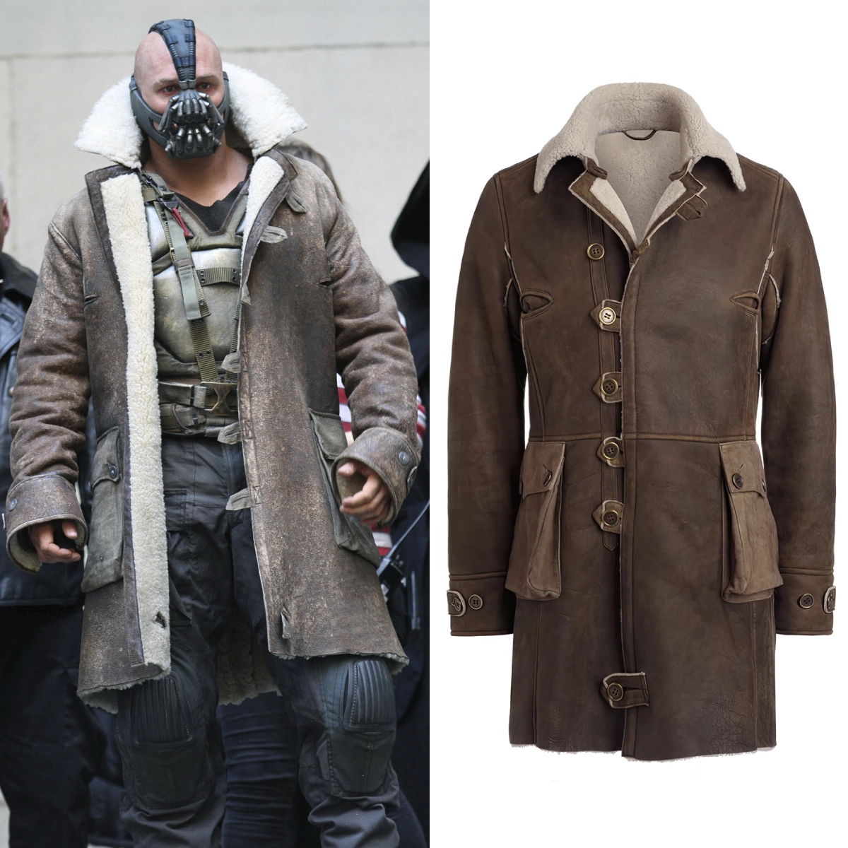The Dark Knight Rises Bane Real Shearling Trench Coat