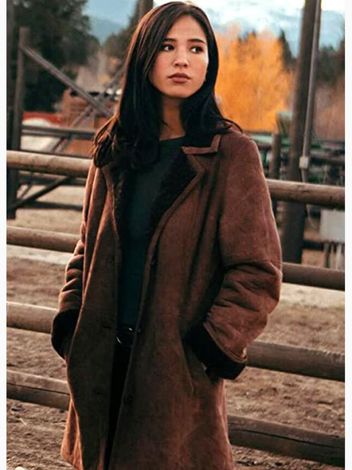 Monica Dutton Suede Leather Coat Yellowstone