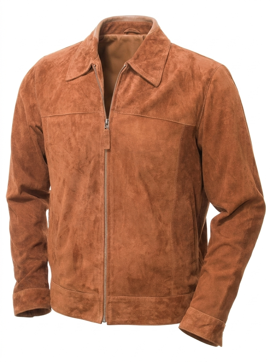 MEN'S TAN SUEDE JACKET: LEVERKUSEN